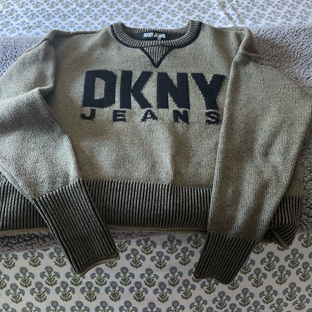 Dkny women's Sweater - Olive and black.